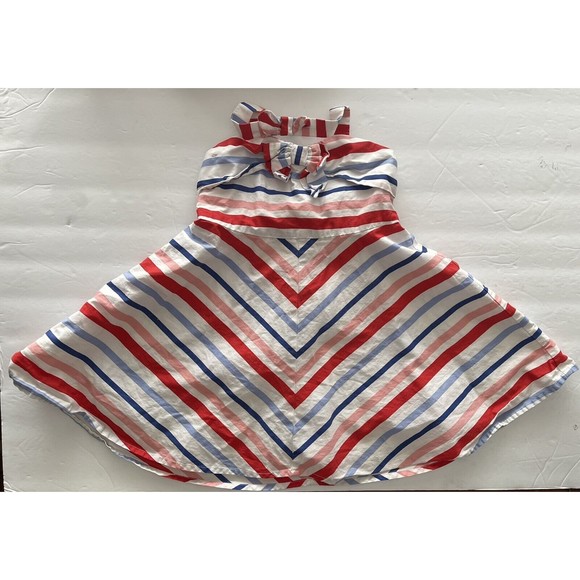 Janie and Jack Dress Girls 2T Halter Stripes Lined Summer Toddler - Picture 1 of 8